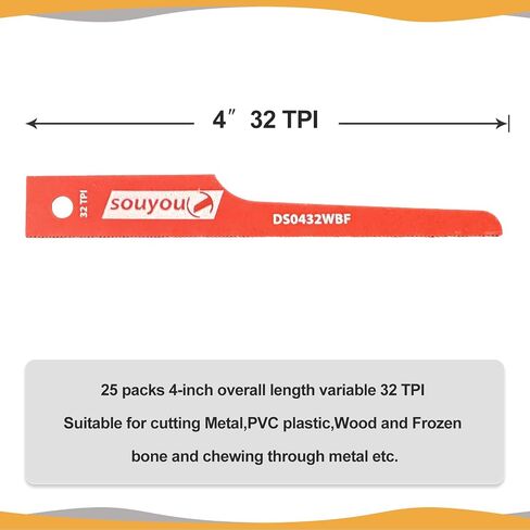 25 Pack P4FS-20 32 TPI Air Reciprocating Saw Blades, 1/2" Shank Air Saw Blades for Metal, PVC, Pallet, Auto Parts, Resin & Plastic Cutting in Kuwait
