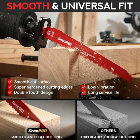 GRENPRO 26Pcs 9-Inch Reciprocating Saw Blades | 6/12 TPI Bi-Metal Sawzall Blades for Wood Nail-Embedded Wood Cutting, Garden Pruning & Tree Trimming Faster Cutting in Kuwait