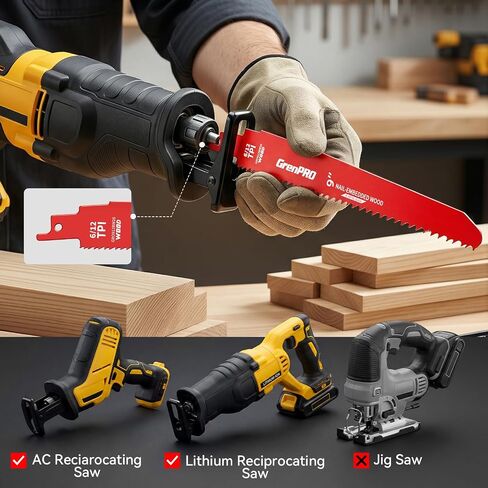 GRENPRO 26Pcs 9-Inch Reciprocating Saw Blades | 6/12 TPI Bi-Metal Sawzall Blades for Wood Nail-Embedded Wood Cutting, Garden Pruning & Tree Trimming Faster Cutting in Kuwait