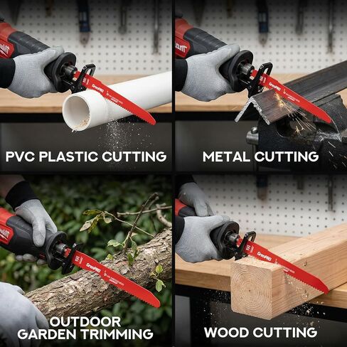 GRENPRO 26Pcs 9-Inch Reciprocating Saw Blades | 6/12 TPI Bi-Metal Sawzall Blades for Wood Nail-Embedded Wood Cutting, Garden Pruning & Tree Trimming Faster Cutting in Kuwait