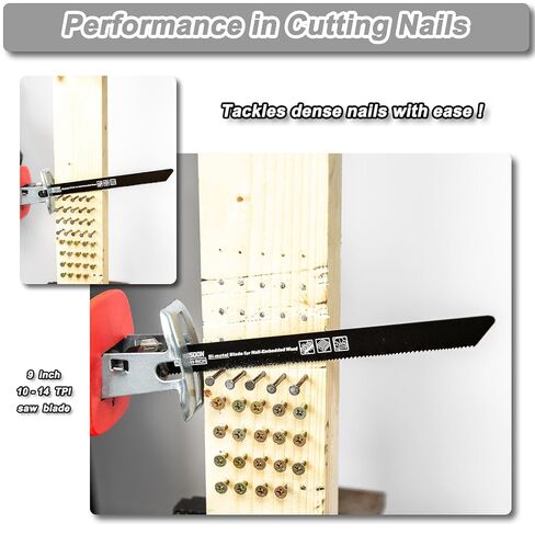 10-Piece Reciprocating Saw Blades Set for Pallet Dismantling | Bi-Metal, 9 inch 10/14 TPI, for Nail-Embedded Wood and Soft Metal Cutting, with Storage Case in Kuwait