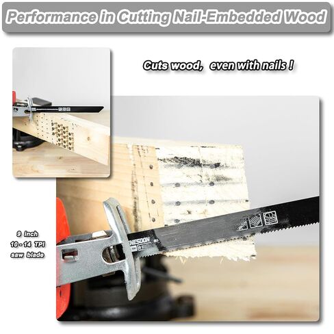 10-Piece Reciprocating Saw Blades Set for Pallet Dismantling | Bi-Metal, 9 inch 10/14 TPI, for Nail-Embedded Wood and Soft Metal Cutting, with Storage Case in Kuwait