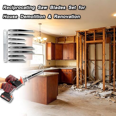 8-Piece Reciprocating Saw Blades Set for House Demolition | Bi-Metal, 6 & 9 inch, 6 & 14 & 18 TPI, for Wood & Metal Cutting, with Storage Case in Kuwait
