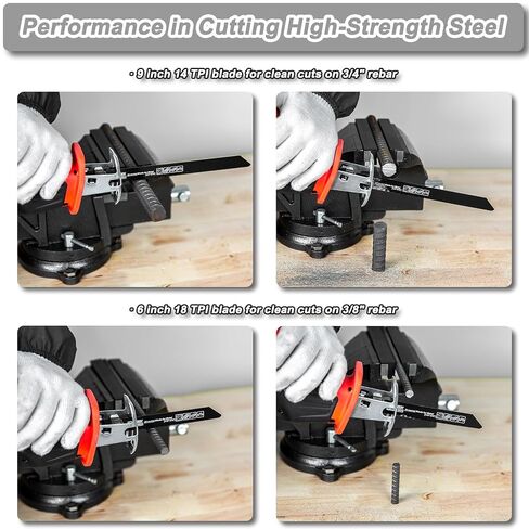 8-Piece Reciprocating Saw Blades Set for House Demolition | Bi-Metal, 6 & 9 inch, 6 & 14 & 18 TPI, for Wood & Metal Cutting, with Storage Case in Kuwait