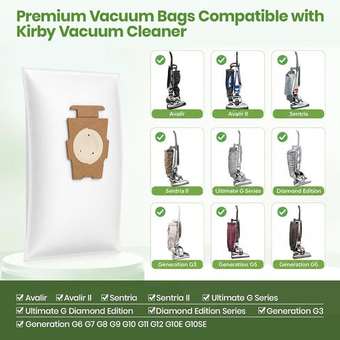 20 Pack 204814 HEPA Vacuum Bags Compatible with Kirby, Micron Magic Vacuum Cleaner Bags Fit for Kirby Avalir/Sentria/Ultimate G Series Models Replaces 204811 205811 F-Style & Twist-Style in Kuwait