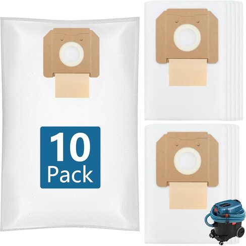 10 Pack VB090F Fleece Filter Bag for Bosch VAC090 Dust Extractor | 9 Gallon, Vacuum Cleaner Bags Replacement VAC090A VAC090AH VAC090S, White in Kuwait