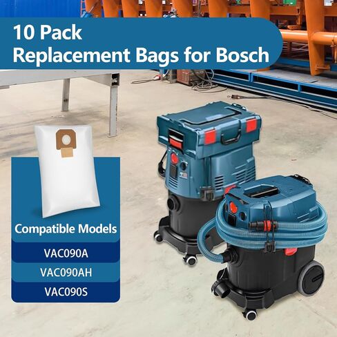 10 Pack VB090F Fleece Filter Bag for Bosch VAC090 Dust Extractor | 9 Gallon, Vacuum Cleaner Bags Replacement VAC090A VAC090AH VAC090S, White in Kuwait