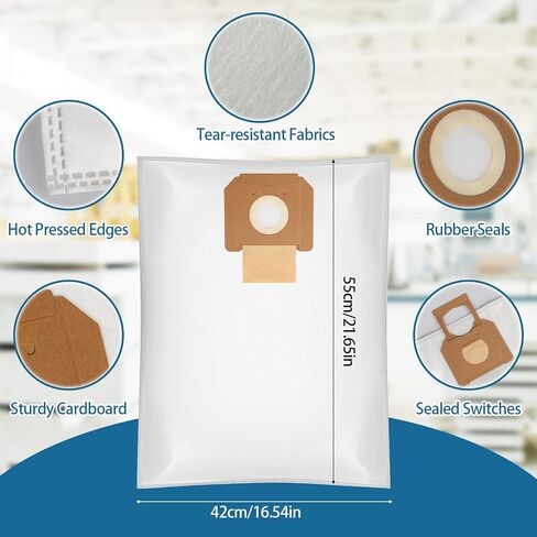 10 Pack VB090F Fleece Filter Bag for Bosch VAC090 Dust Extractor | 9 Gallon, Vacuum Cleaner Bags Replacement VAC090A VAC090AH VAC090S, White in Kuwait