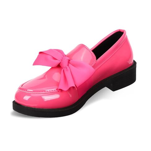 Loafers for Women with Bow, Casual Patent Leather Flat Shoes | Casual Slip-On Patent Leather Flat Shoes that are Comfortable for Walking, Driving, Dressy, and Other Daily Wear in Kuwait