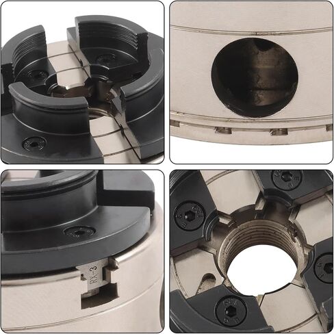 findmall 4 Inch Wood Lathe Chuck Set 1" x 8tpi thread 3/4"x16TPI Adapter | 2Pcs jaws, for Metalworking, Drilling, Milling in Kuwait