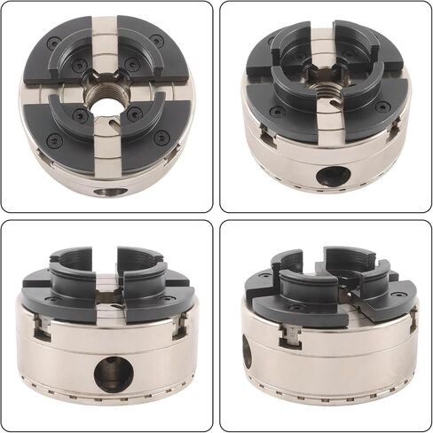 findmall 4 Inch Wood Lathe Chuck Set 1" x 8tpi thread 3/4"x16TPI Adapter | 2Pcs jaws, for Metalworking, Drilling, Milling in Kuwait