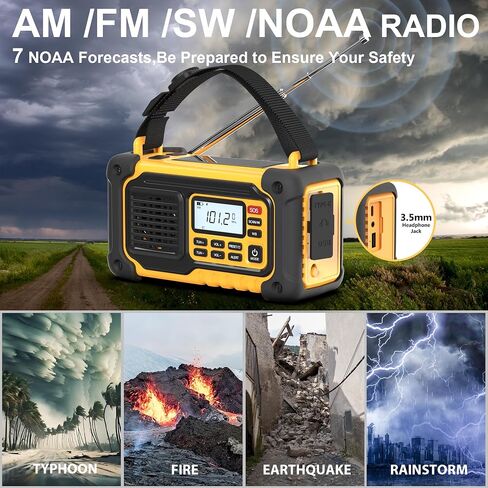 راديو الطقس في حالات الطوارئ، أجهزة راديو AM FM NOAA المحمولة مع إنذار SOS، أدوات مستلزمات الطوارئ الشمسية بجيب 3500 مللي أمبير للرجال، معدات بقاء صغيرة للمنزل والمكتب والإعصار والتخييم والمشي لمسافات طويلة في الهواء الطلق in Kuwait