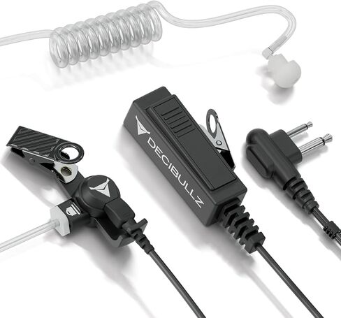 Decibullz 2-Way Surveillance Acoustic Tube Headset, K1 Earpiece Audio Set Compatible with Kenwood K-Plug & Baofeng, Inline PTT Mic, Clear Coil, K-Type 2-Pin (3.5mm & 2.5mm) Jack in Saudi Arabia