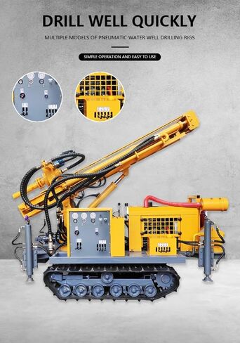 Pneumatic Borehole Drilling Rig Air Powered Water Well Drilling Machine for Geological Survey Water Well Construction and Soil Sampling Portable Heavy Duty Equipment Customizable Design in Kuwait