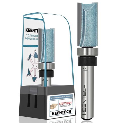 KEENTECH Flush Trim Router Bit, 1/4" Shank x 1/2" Dia x 1" Depth | 10X Lifespan, Pattern Bit, Top Bearing, Industrial Grade, Tungsten Carbide Tipped, Woodworking in Kuwait