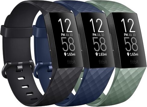 حزمة من 3 أساور سيليكون بديلة لـ Fitbit Charge 4 / Charge 3 / Charge 3 SE للنساء والرجال مقاس صغير كبير (بدون متتبع) (كبير: للمعصم من 7.1 بوصة إلى 8.7 بوصة، أسود + أزرق داكن + رمادي داكن) in Kuwait