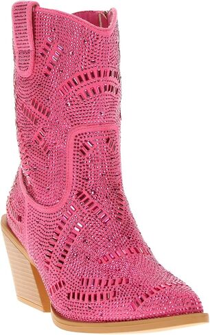 Vaccari Women's Sadie Premium PU Suede Leather Bling Ankle Boots in Kuwait