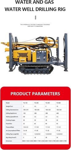 Portable Pneumatic Water Well Drill Rig – 100m to 500m Depth Range, Efficient Air-Driven Borehole System for Water Wells in Various Geologies, Ideal for Agricultural and Industrial Applications in Kuwait