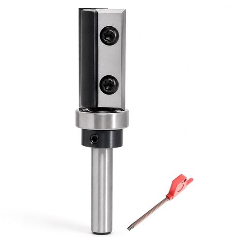 Flush Trim Router Bit 1/4 Inch Shank, 5/8 Inch Dia Pattern Bit with 2 Reversible Carbide Inserts, 1-3/16 Inch Cutting Height for Template Routing, Woodworking and Edge Trimming in Kuwait