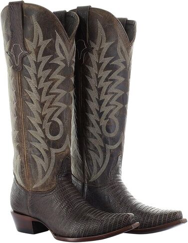 Old Gringo Ellison Women's Western Cowboy Boot, Chocolate Brown, Genuine Caiman Leather, Snip Toe, Handcrafted, Floral Embroidery, Size 8.5 in Kuwait
