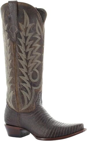 Old Gringo Ellison Women's Western Cowboy Boot, Chocolate Brown, Genuine Caiman Leather, Snip Toe, Handcrafted, Floral Embroidery, Size 8.5 in Kuwait