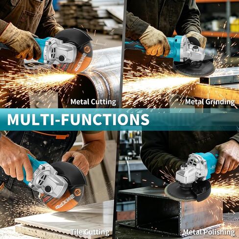 Cordless Angle Grinder 5", 21V Brushless Grinder Tool Kit with 2 x 4.0Ah Battery, 8000RPM Power Amoladora Inalambrica with 15pcs Cutting Discs for Metal Cutting, Grinding, Polishing in Kuwait