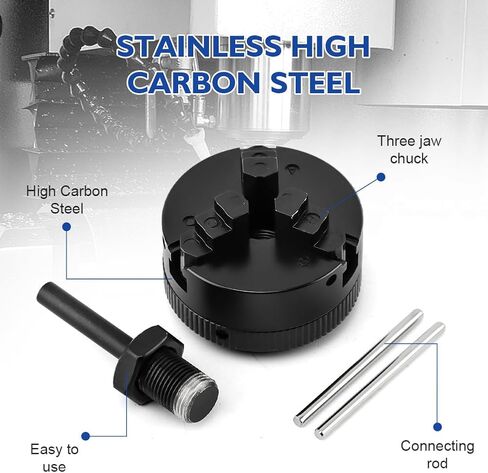 Mini Lathe Chuck Set, 3 Jaws Self-Centering Lathe Chucks, Z011 Extension Three Jaw Chucks and Connecting Rod Set, Electric Drill Chuck(black) in Saudi Arabia