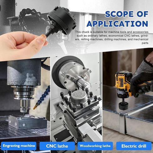 Mini Lathe Chuck Set, 3 Jaws Self-Centering Lathe Chucks, Z011 Extension Three Jaw Chucks and Connecting Rod Set, Electric Drill Chuck(black) in Saudi Arabia