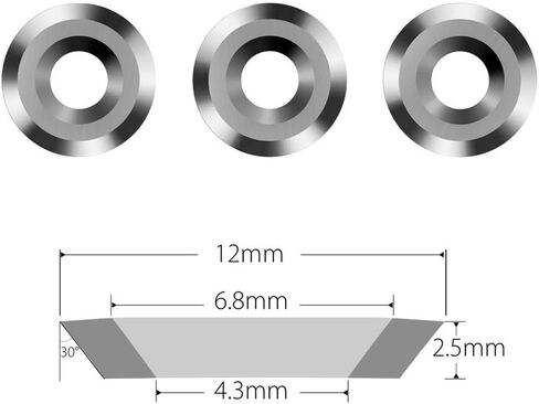 3pcs 12mm Round Carbide Finisher Replacement Cutter Blades, Negative Rake Wood Turning Lathe Tools in Kuwait