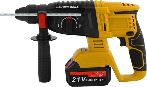 1-Inch Cordless Rotary Hammer Drill with Brushless Motor, 21V Battery-powered Hammer Drill, 4-Mode with Safety Clutch, for Concrete Drilling & Home Renovation (Red) in Kuwait