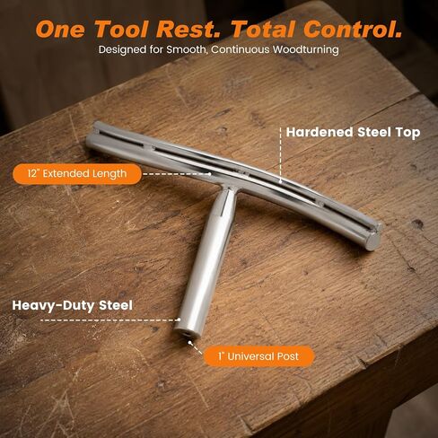 Wood Lathe Tool Rest 12 Inch, 1" Post Curved Tool Rest for Wood Turning, Heavy Duty Lathe Support with Hardened Steel Top for Bowl Turning, Smooth Continuous Cutting & Stability in Kuwait