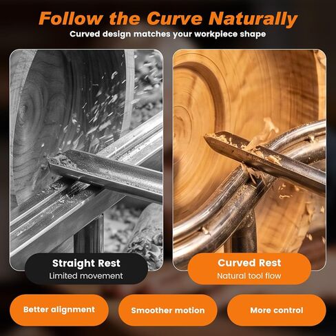 Wood Lathe Tool Rest 12 Inch, 1" Post Curved Tool Rest for Wood Turning, Heavy Duty Lathe Support with Hardened Steel Top for Bowl Turning, Smooth Continuous Cutting & Stability in Kuwait