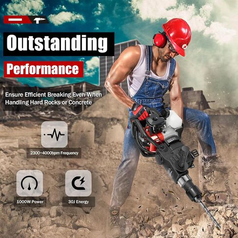 Hammer Drilling Machine，32.7CC 2-stroke High Power Engine Gas Powered Concrete Breaker 3 in 1 Multi-function Power Impact Hammer Pick Heavy Duty Electric Demolition Concrete Breaker in Kuwait