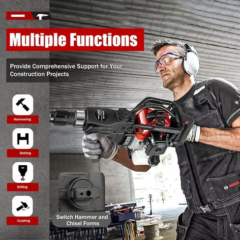 Hammer Drilling Machine，32.7CC 2-stroke High Power Engine Gas Powered Concrete Breaker 3 in 1 Multi-function Power Impact Hammer Pick Heavy Duty Electric Demolition Concrete Breaker in Kuwait