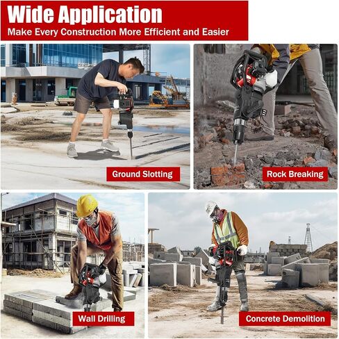 Hammer Drilling Machine，32.7CC 2-stroke High Power Engine Gas Powered Concrete Breaker 3 in 1 Multi-function Power Impact Hammer Pick Heavy Duty Electric Demolition Concrete Breaker in Kuwait