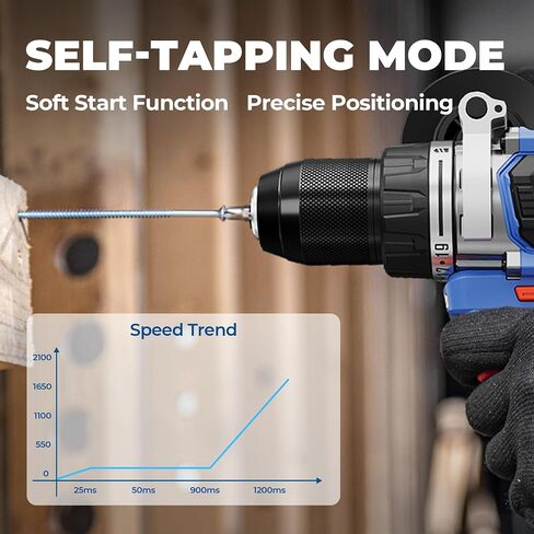 Dong Cheng 20V Brushless Hammer Drill, 1416in-lbs, 2 x 4.0Ah Battery, 1/2" Keyless Metal Chuck, 19+1+1 Clutch, Cordless Heavy-Duty Drill for Drilling Brick Wall, Metal, Wood in Kuwait