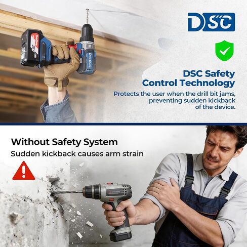 Dong Cheng 20V Brushless Hammer Drill, 1416in-lbs, 2 x 4.0Ah Battery, 1/2" Keyless Metal Chuck, 19+1+1 Clutch, Cordless Heavy-Duty Drill for Drilling Brick Wall, Metal, Wood in Kuwait