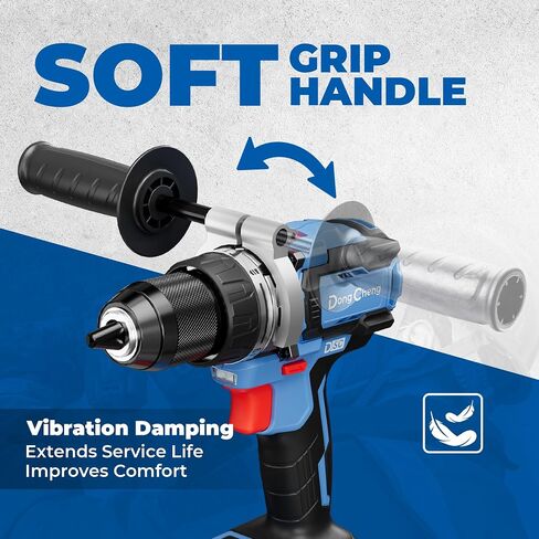 Dong Cheng 20V Brushless Hammer Drill, 1416in-lbs, 2 x 4.0Ah Battery, 1/2" Keyless Metal Chuck, 19+1+1 Clutch, Cordless Heavy-Duty Drill for Drilling Brick Wall, Metal, Wood in Kuwait