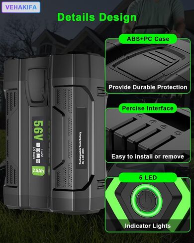 56V 2.5Ah Battery Compatible with EGO BA1400 BA2800 BA4200 Series with LED Power Indicator in Kuwait