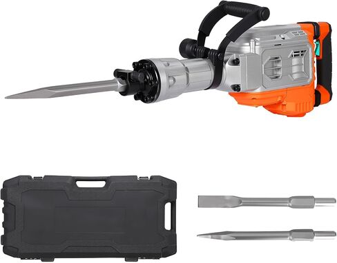 IDEALHOUSE 1700W Electric Demolition Jackhammer – 1900 BPM Heavy Duty Concrete Breaker, 60J Impact, Anti-Vibration, 360° Handle, Carrying Case – 3 Chisels Included – Specs: TH-168D | pointed Manual in Kuwait