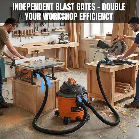 2 Way Splitter for Ridgid Shop with Separate Blast Gates | 2.2 Inch Dust Collection Y Connector Vacuum Hose Attachment,Dual Hose Adapter for Craftsman Wet Dry Vacuums&Woodworking Shop in Kuwait