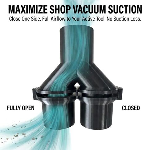2 Way Splitter for Ridgid Shop with Separate Blast Gates | 2.2 Inch Dust Collection Y Connector Vacuum Hose Attachment,Dual Hose Adapter for Craftsman Wet Dry Vacuums&Woodworking Shop in Kuwait