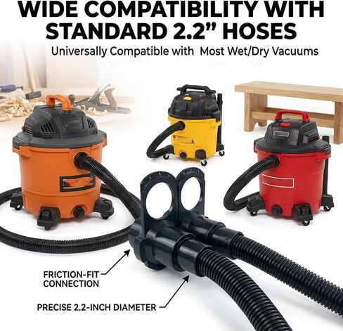2 Way Splitter for Ridgid Shop with Separate Blast Gates | 2.2 Inch Dust Collection Y Connector Vacuum Hose Attachment,Dual Hose Adapter for Craftsman Wet Dry Vacuums&Woodworking Shop in Kuwait