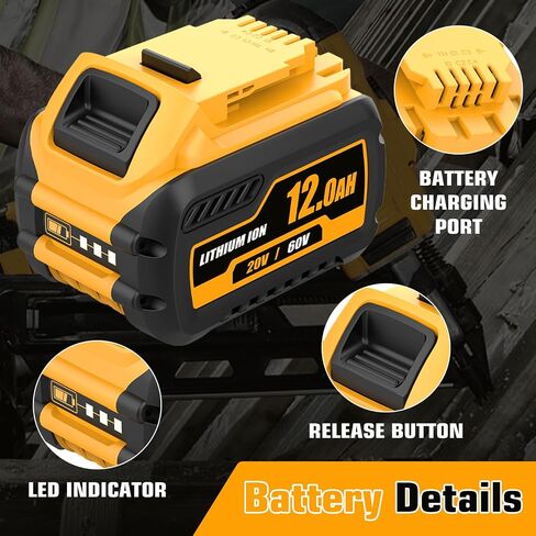 2-Pack 12000mAh DCB609 Replacement for Dewalt 20V/60V Max Lithium Ion Battery Compatible with Dewalt DCB609-2 DCB612 DCB612-2 DCB606 DCB606 DCB208 DCB207 DCB206 DCB204 DCB203 DCB200 DCB201 Power Tool in Kuwait