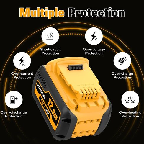 2-Pack 12000mAh DCB609 Replacement for Dewalt 20V/60V Max Lithium Ion Battery Compatible with Dewalt DCB609-2 DCB612 DCB612-2 DCB606 DCB606 DCB208 DCB207 DCB206 DCB204 DCB203 DCB200 DCB201 Power Tool in Kuwait
