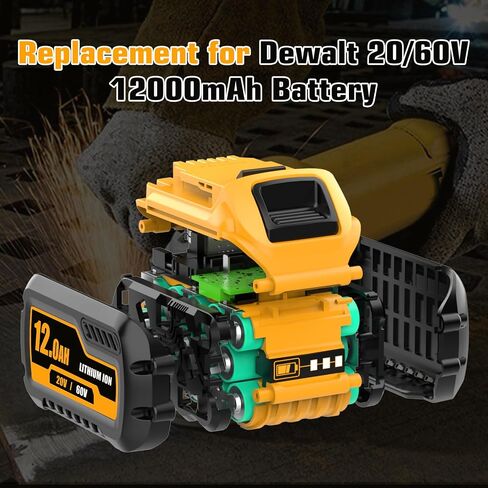 2-Pack 12000mAh DCB609 Replacement for Dewalt 20V/60V Max Lithium Ion Battery Compatible with Dewalt DCB609-2 DCB612 DCB612-2 DCB606 DCB606 DCB208 DCB207 DCB206 DCB204 DCB203 DCB200 DCB201 Power Tool in Kuwait