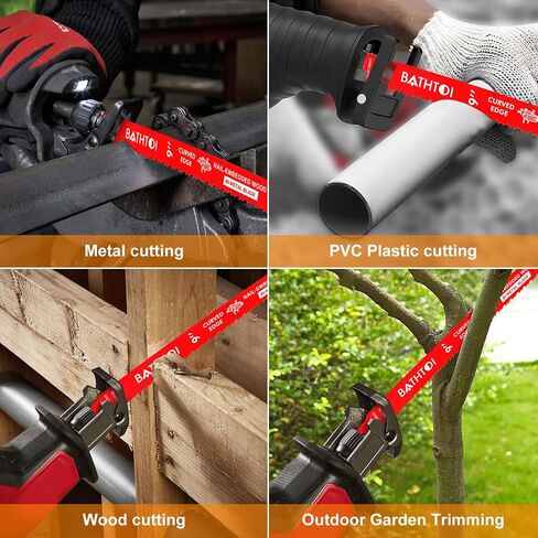 25 Pack 9 Inch 6/12 Tpi Curved Edge Reciprocating Saw Blades for Wood | for Wood & Nail-Embedded Wood, Bi-Metal Sawzall Blades, Dual Tooth Design, with 8% Cobalt, Longer Life & Faster Cutting Speed in Kuwait