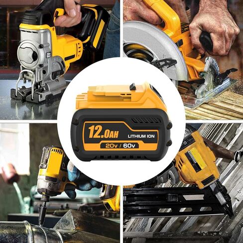 2-Pack 12000mAh DCB609 Replacement for Dewalt 20V/60V Max Lithium Ion Battery Compatible with Dewalt DCB609-2 DCB612 DCB612-2 DCB606 DCB606 DCB208 DCB207 DCB206 DCB204 DCB203 DCB200 DCB201 Power Tool in Kuwait