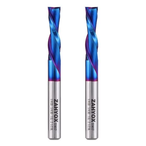 ZahyoX Compression Router Bit 1/4" Shank, 5 Pack Set, Spiral CNC Bit, NACO Coated Long Life End Mill for Woodworking, 1/4" Shank x 1" Cut Length, CNC Router Bits 1/4 Inch Shank in Kuwait