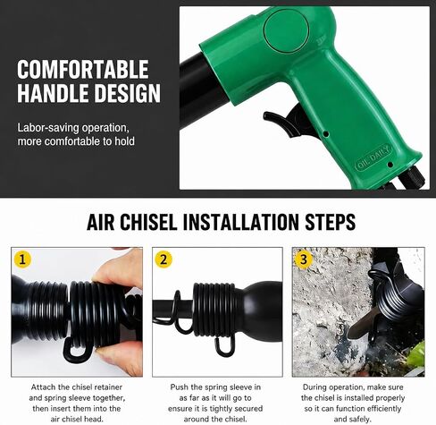 Pneumatic Air Chisel Kit 4500 BPM, Air Hammer Tool with 4 Chisels & 2 Springs, Heavy Duty for Rust Removal, Weld Slag, Bolt/Concrete Chipping, Auto Repair in Kuwait